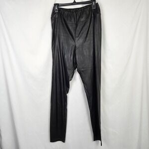 Lauren Ralph Lauren Black Faux Leather Stretch Pull on Elastic Waist Pants Sz 12